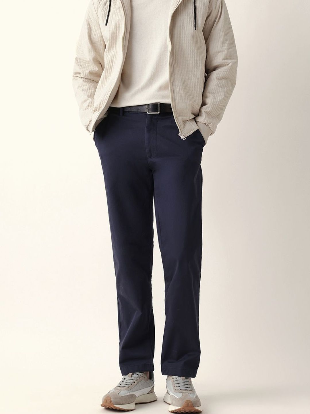Men Smart Straight Fit Trousers