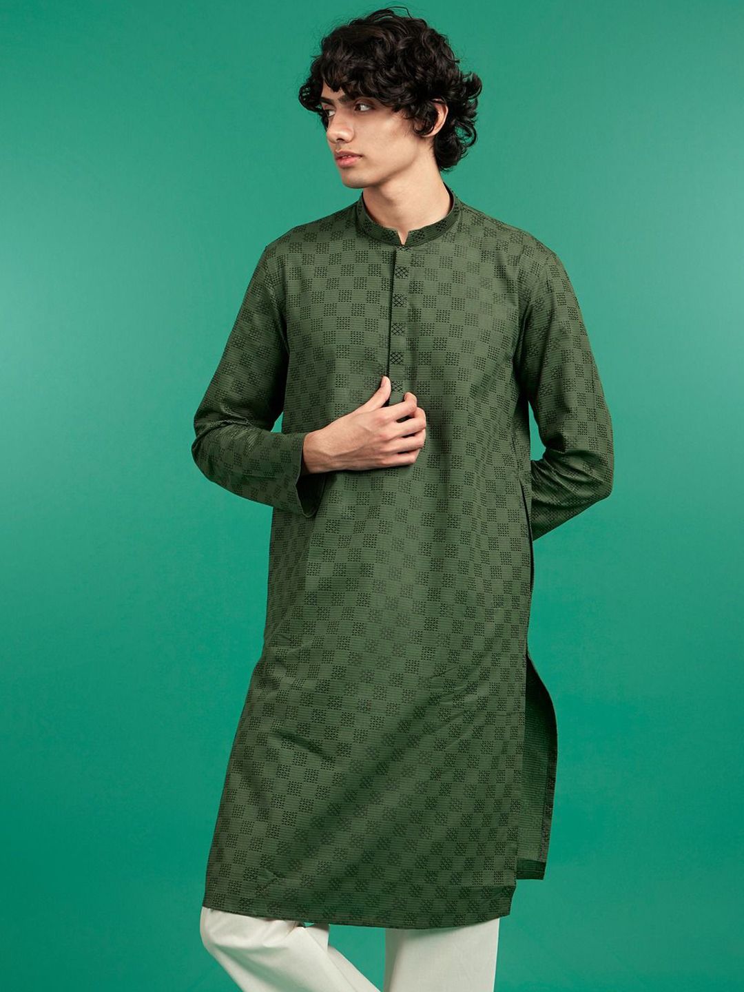 Diwas by Manyavar Men Regular Pure Cotton Kurta with Pyjamas-picture-34
