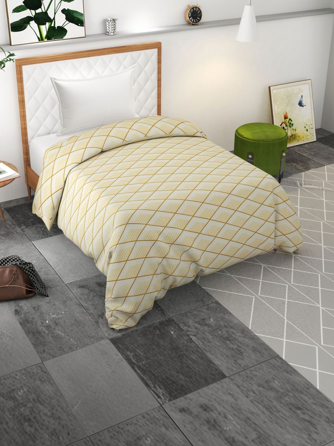 BELVOSTUM Beige & White Printed Single Duvet Cover-picture-23