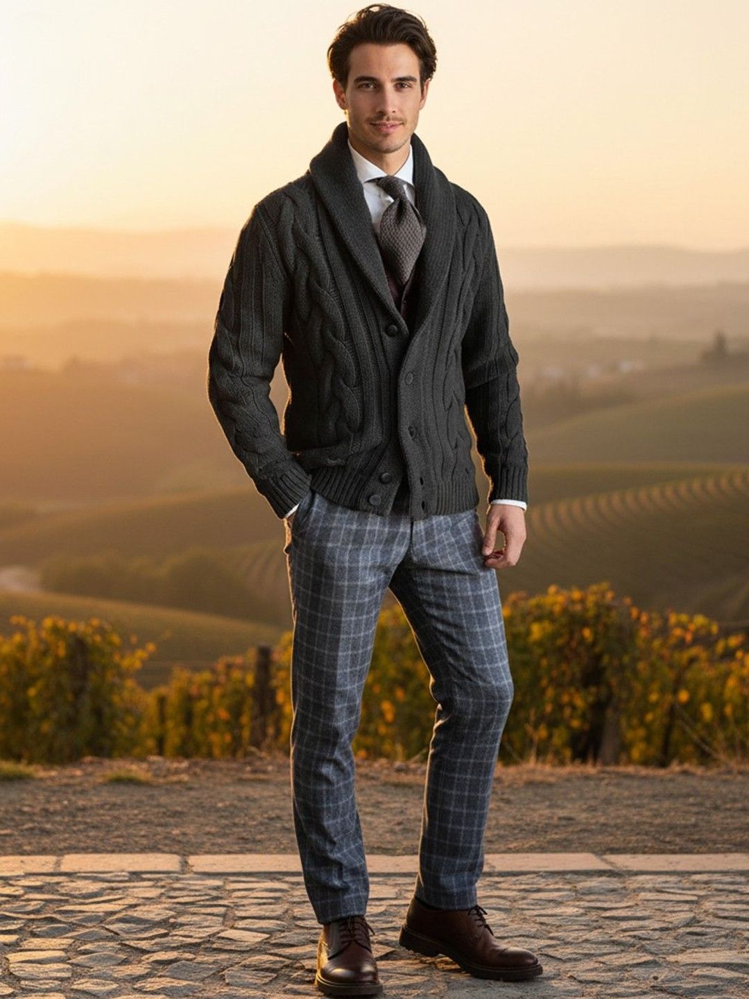 Mast & Harbour Men Cable Knit Cardigan-picture-39