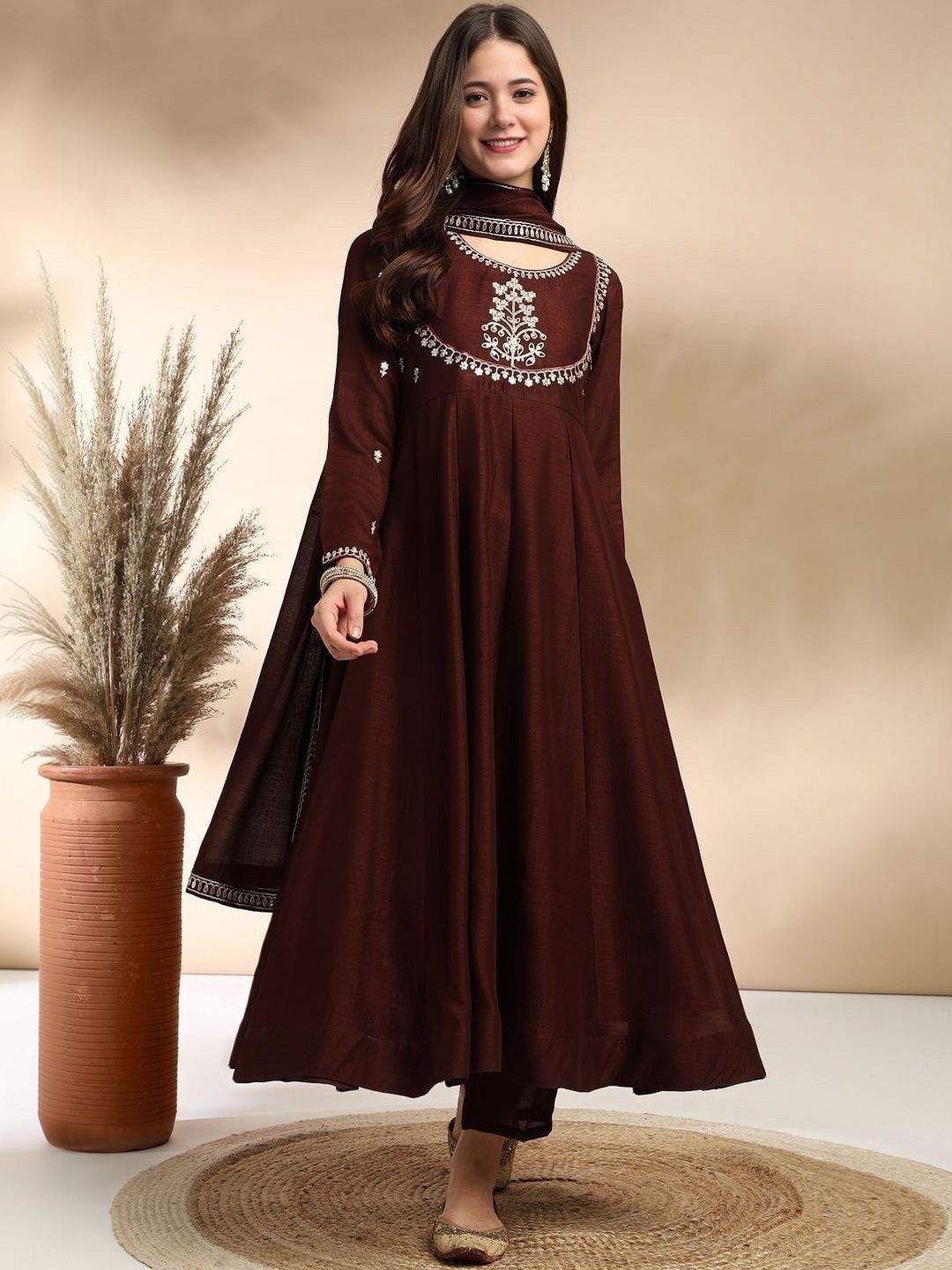 CaniBani Women Ethnic Motifs Embroidered Regular Thread Work Kurta with Trousers & With Dupatta-picture-10