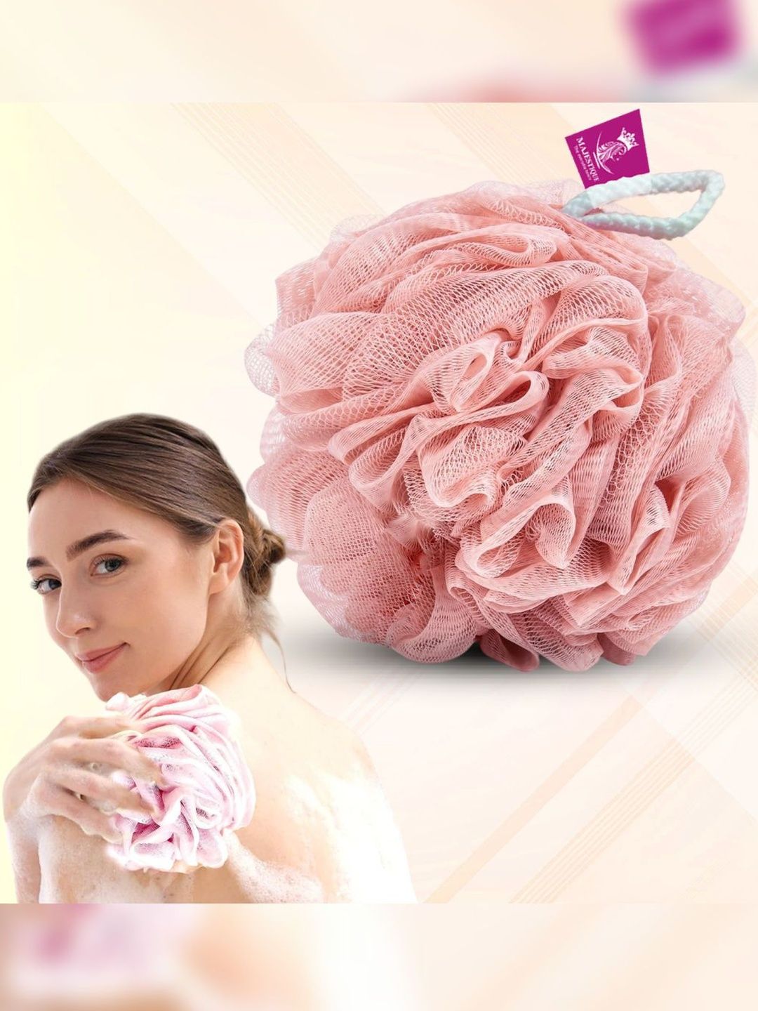 MAJESTIQUE Pink Bathing Round Loofah-picture-13