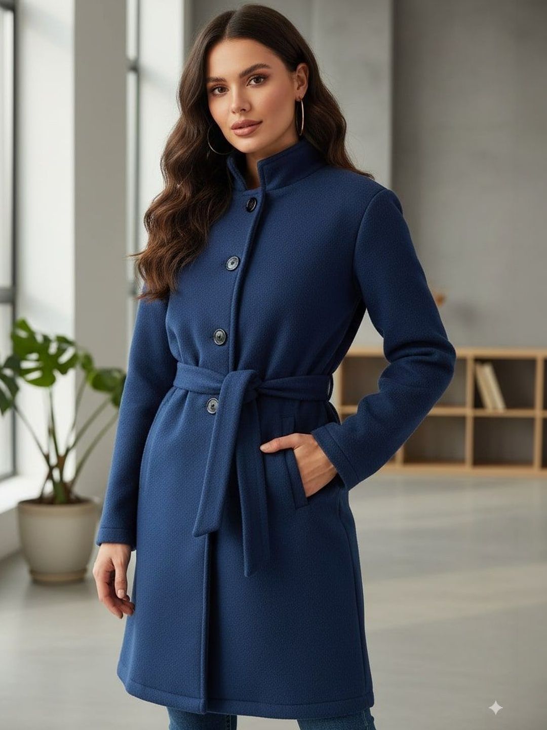 Rigo Plus Size Stand Collar Single-Breasted Knee-Length Overcoat-picture-39