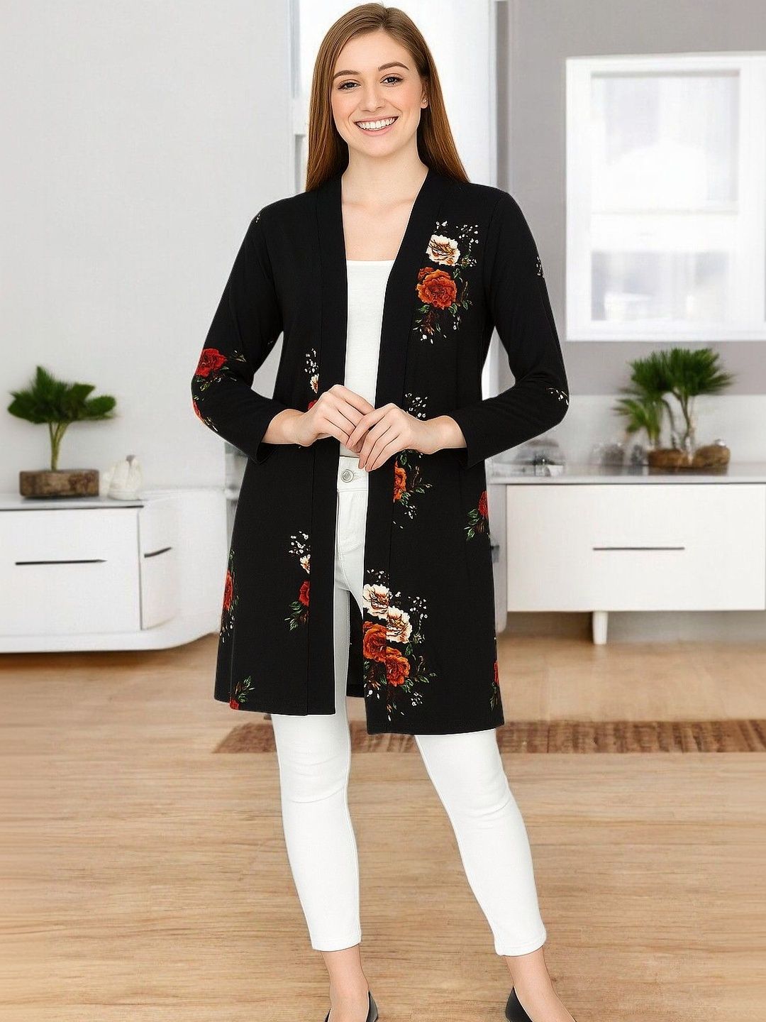 ZEUGEN Women Printed Longline Shrug-picture-53
