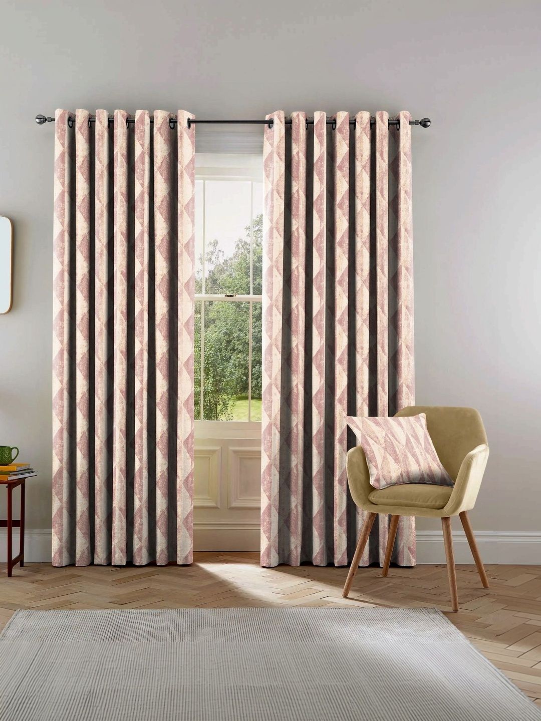 Myntra Elegant Homes Rose Gold Set of 2 Black Out Long Door Curtain-picture-18