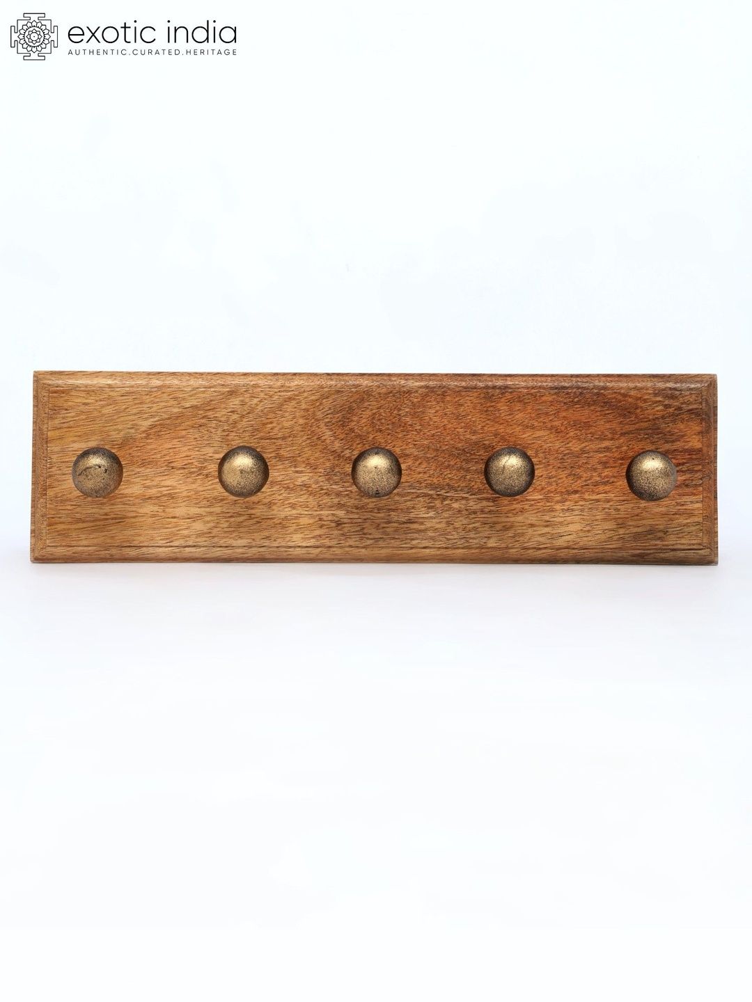 Exotic India Brown & Yellow Textured Wooden Wall Hanger Hooks-picture-50