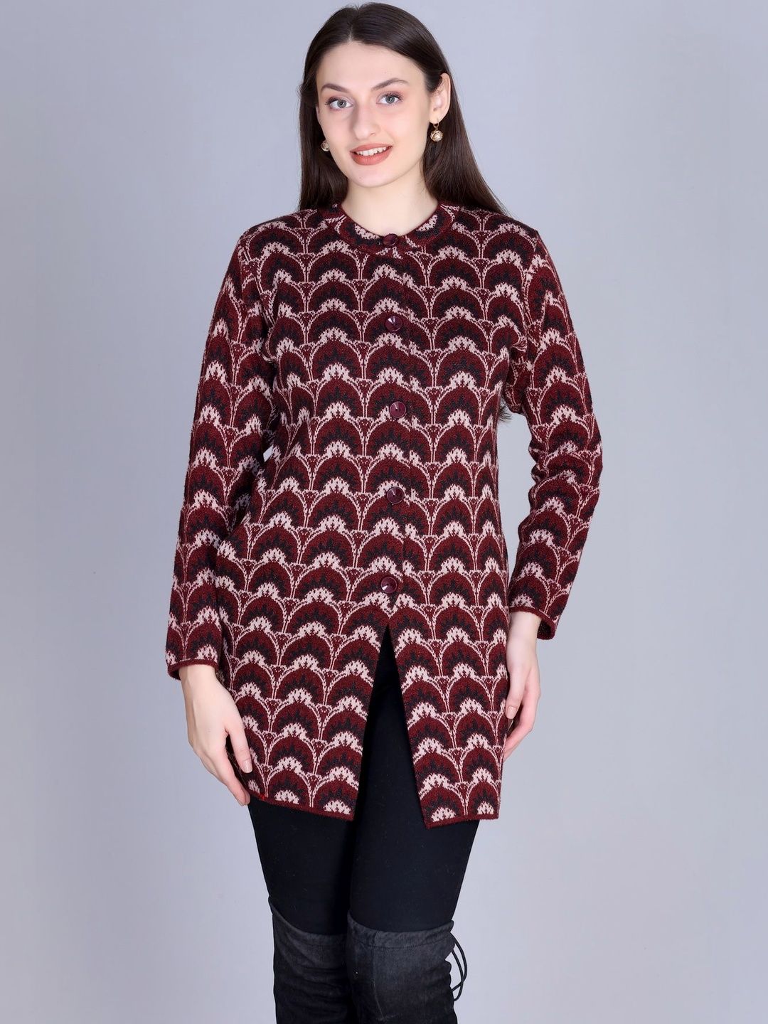 The Roadster Lifestyle Co. Women Self Design Longline Cardigan-picture-40