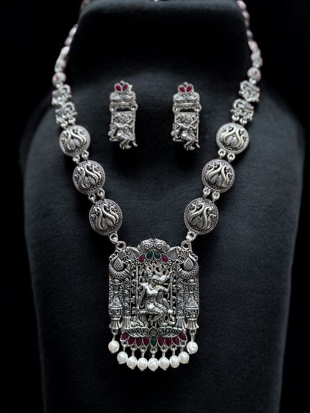 Anouk Silver-Plated Oxidised Necklace-picture-14