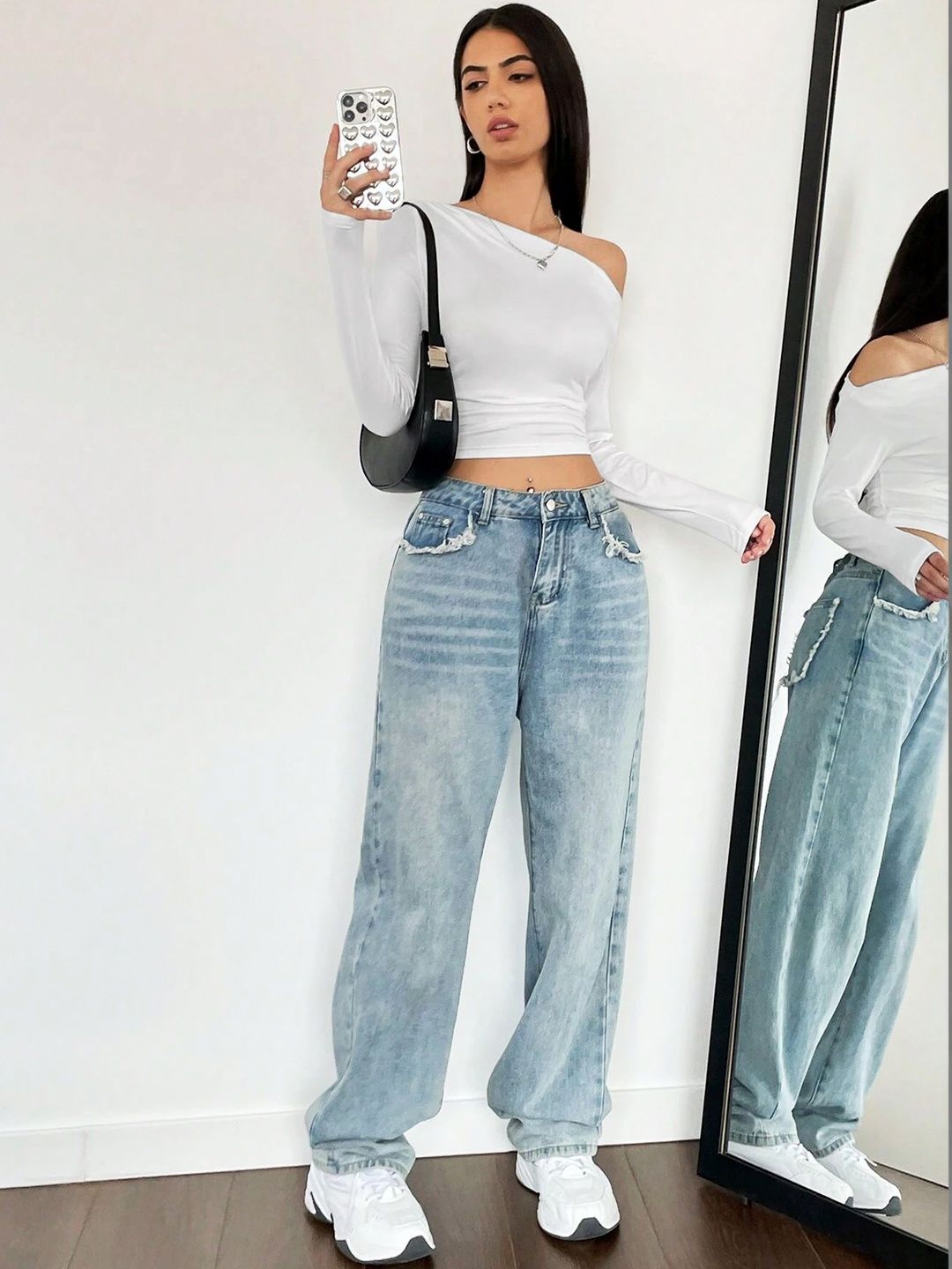Stylecast X Slyck Solid Pattern Off-shoulder Ruched Crop Top view 5