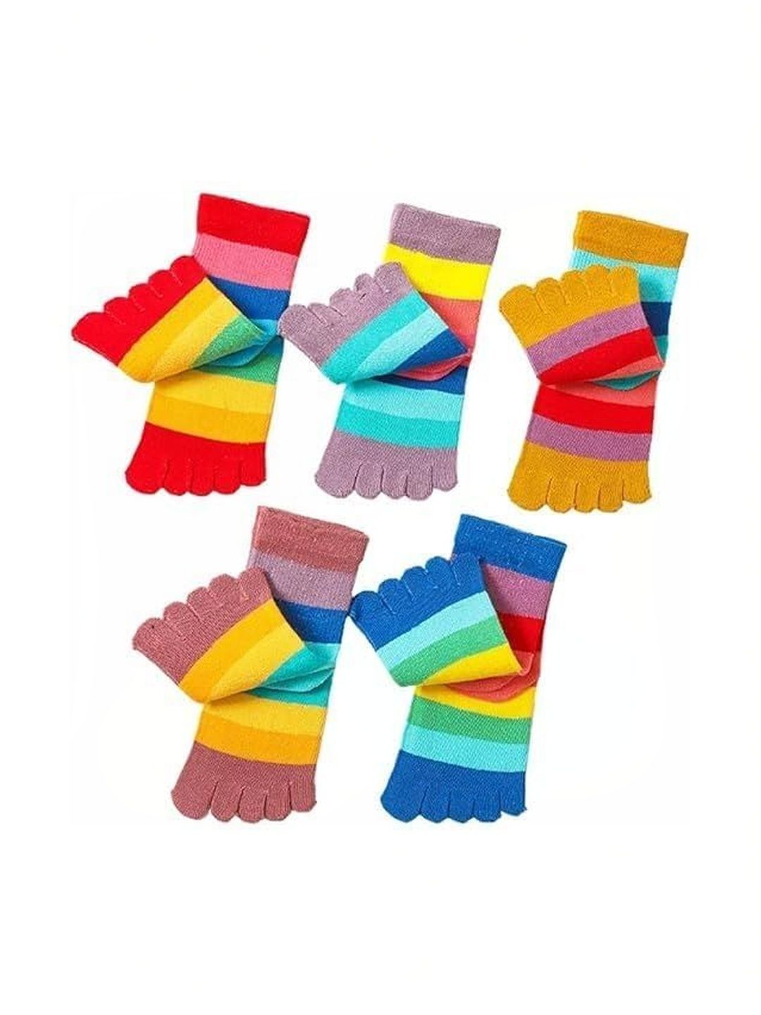 Eleg & Stilance Kids Pack Of 5 Colourblocked Cotton Calf Length Socks-picture-30
