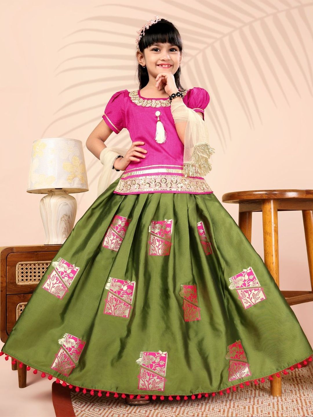 BAESD Girls Embellished Ready to Wear Lehenga & Blouse With Dupatta-picture-51