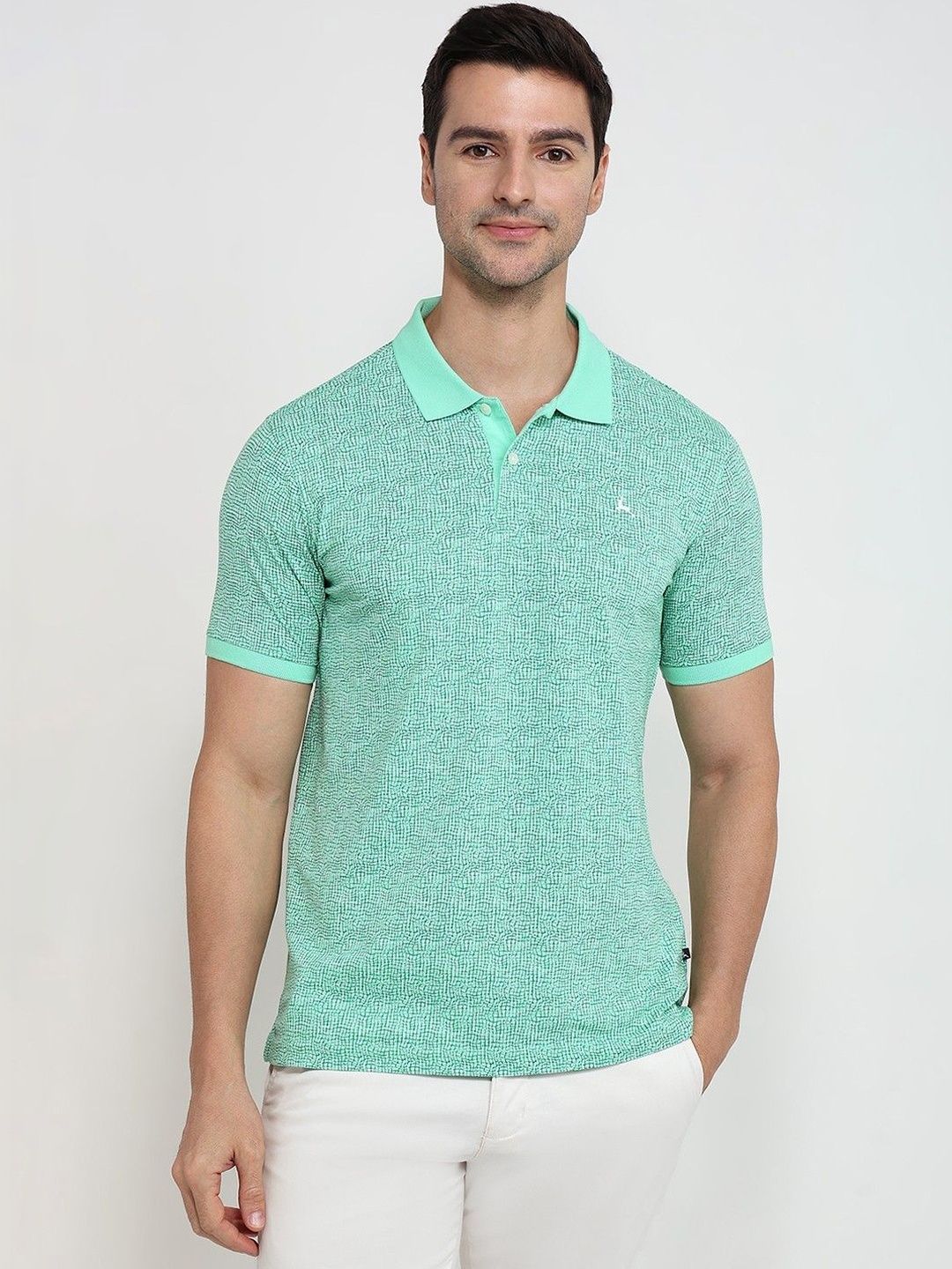 ColorPlus Men Printed Polo Collar Pure Cotton T-shirt-picture-16