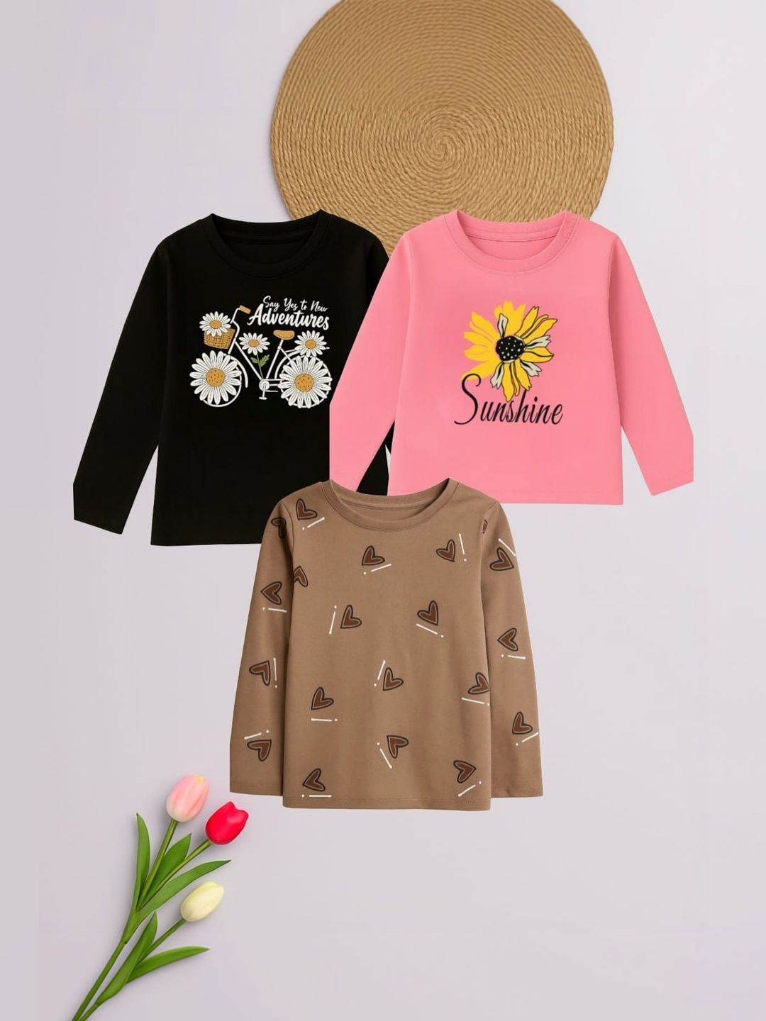 DAMN GUD DG Girls Pack of 3 Printed T-shirts-picture-38