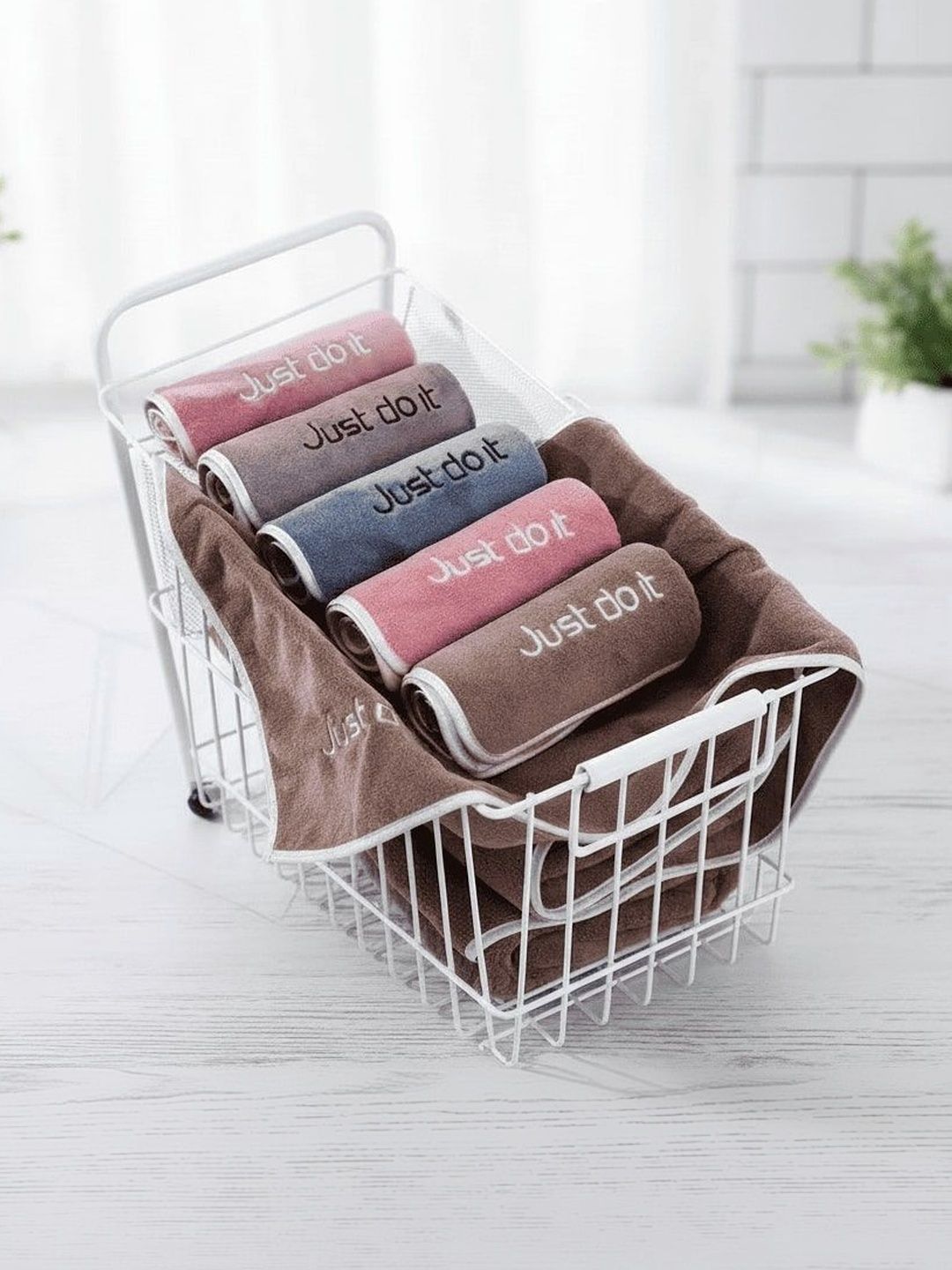 MILAP 6Pcs Brown & Pink 270 GSM Microfibre Hand Towels-image-12