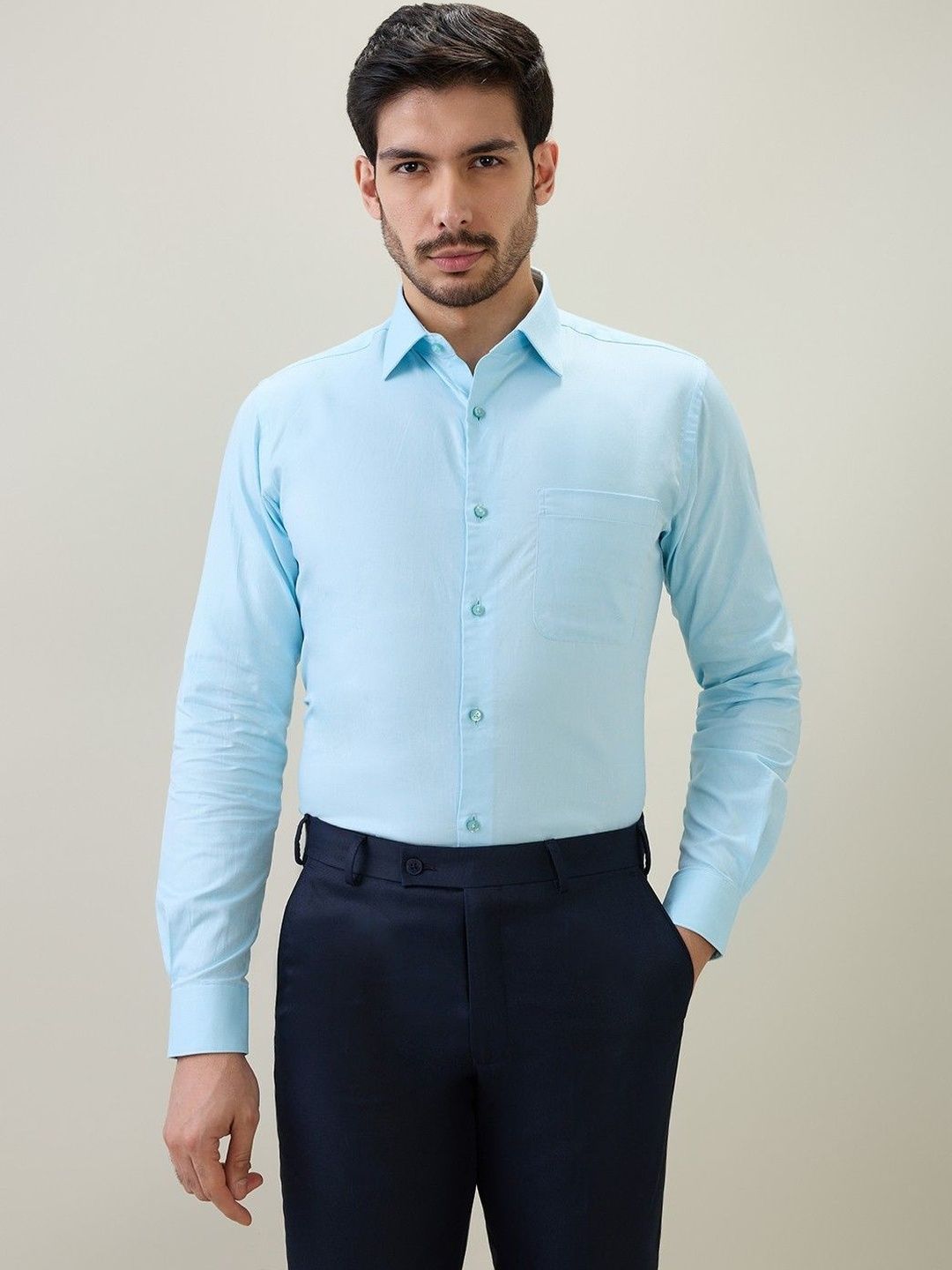 Raymond Pure Cotton Cutaway Collar Slim Fit Shirt-picture-22