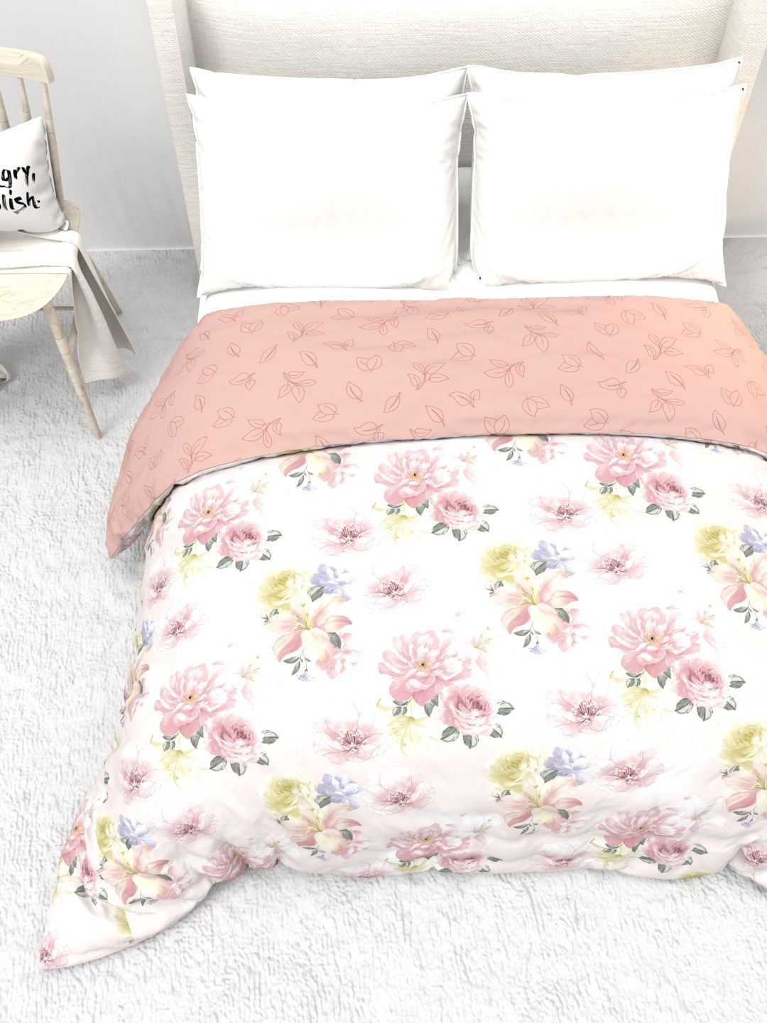 THE WHITE MOSS Pink & Multicoloured Floral Microfiber 150 GSM Comforter-picture-7