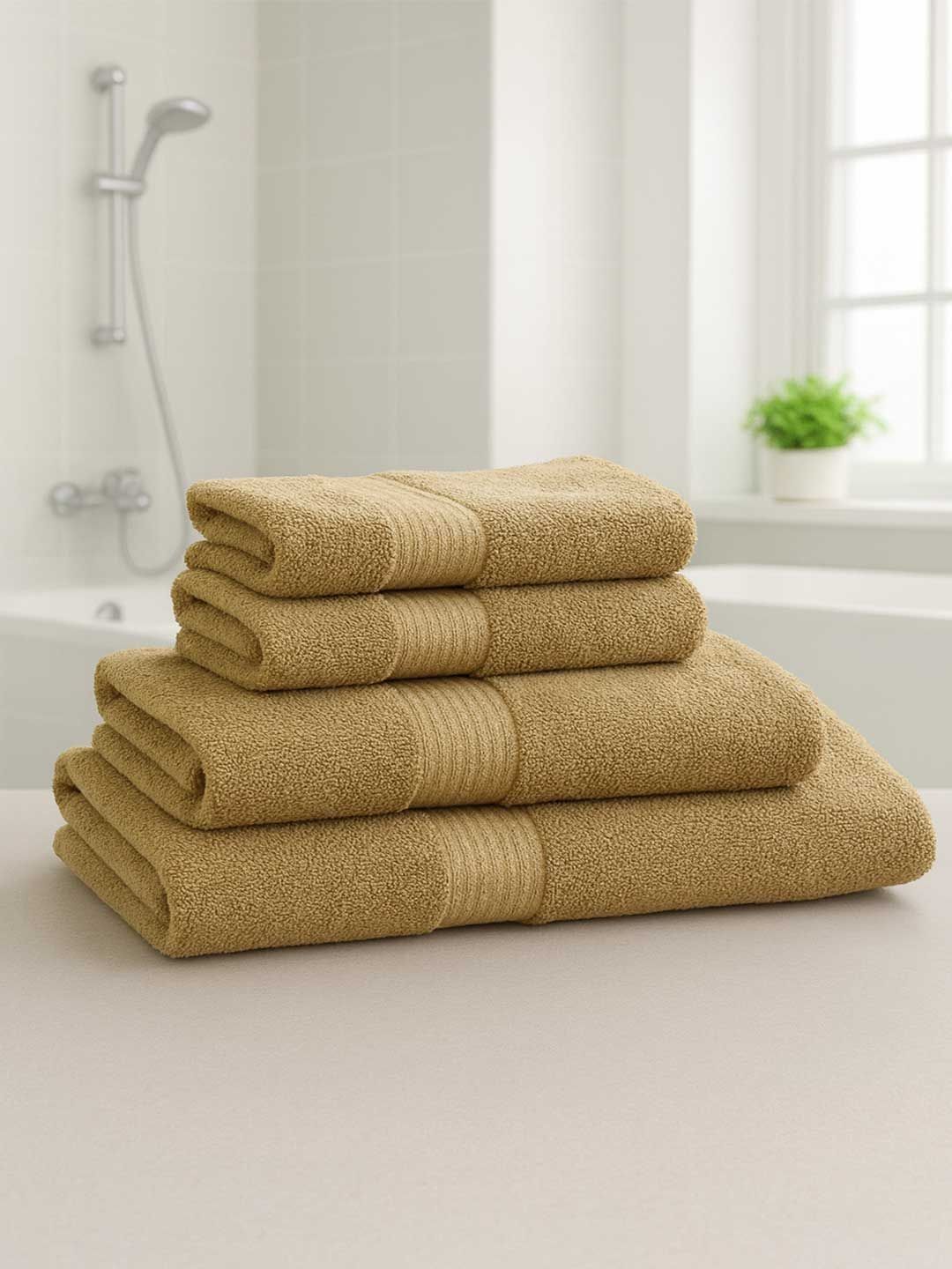 Portico Beige 4 Piece Cotton 450 GSM Towel Set