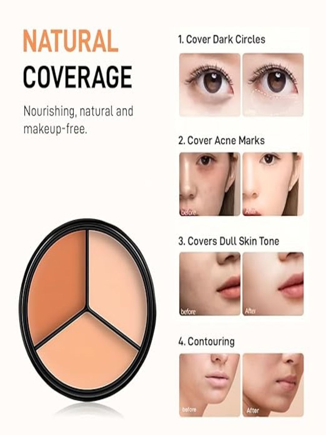 Vough Tri-Color Waterproof & Long Lasting Concealer - Nude-picture-34