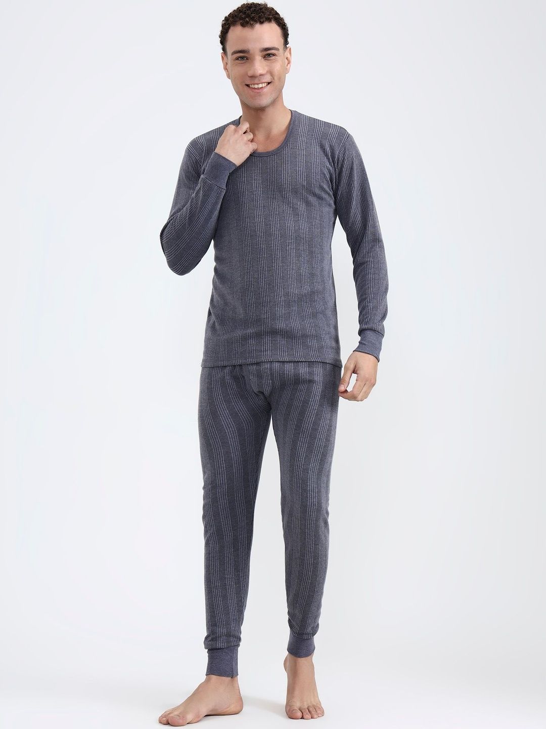 ZEFFIT Men Striped Round Neck Thermal Set-picture-17