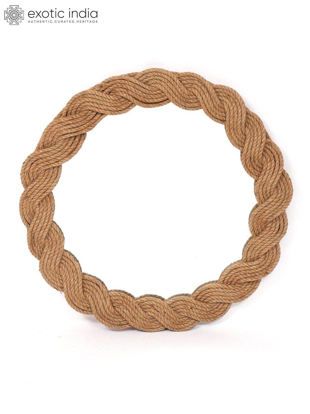 Exotic India Brown 22" Rope Framed Designer Mirror Wall Hanging-picture-58
