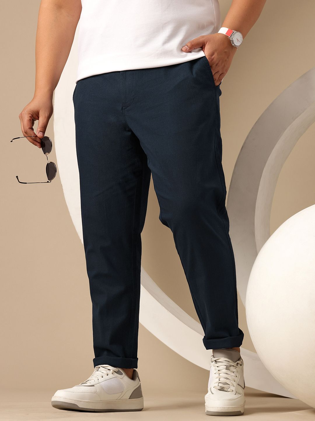 Sztori Plus Size Men Relaxed Straight Leg Chinos Trousers-picture-34