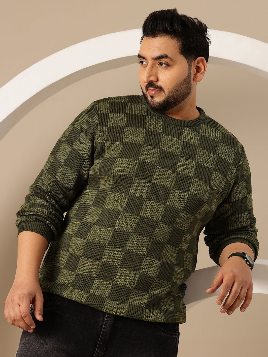 Sztori Plus Size Checked Pullover-picture-27