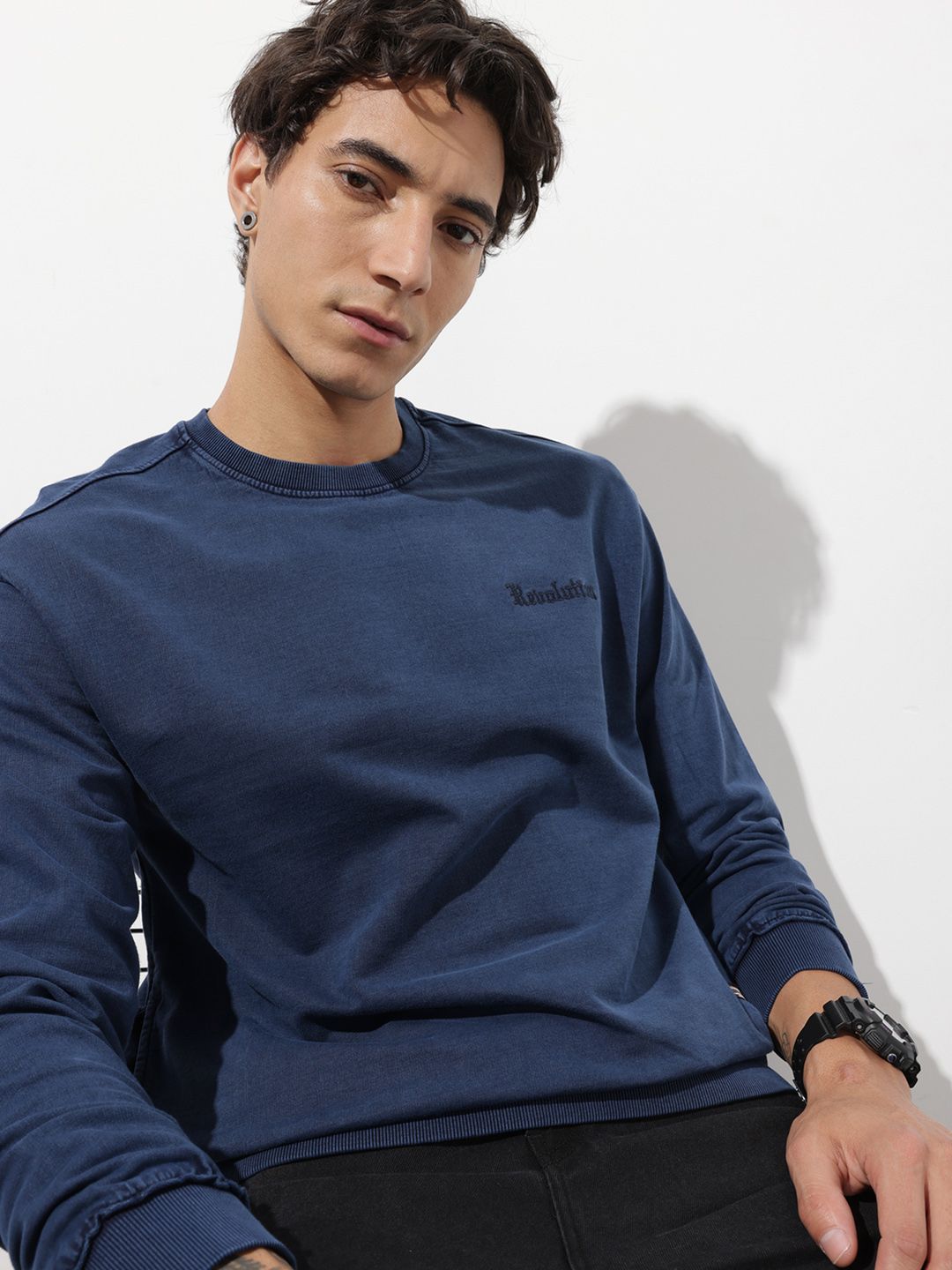 The Roadster Life Co. Relaxed Fit Embroidered Pure Cotton Sweatshirt-picture-16