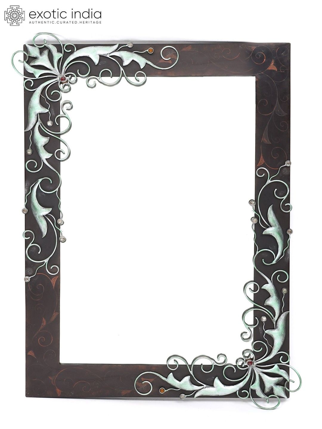 Exotic India Black Scroll Design Wall Hanging Mirror-picture-19