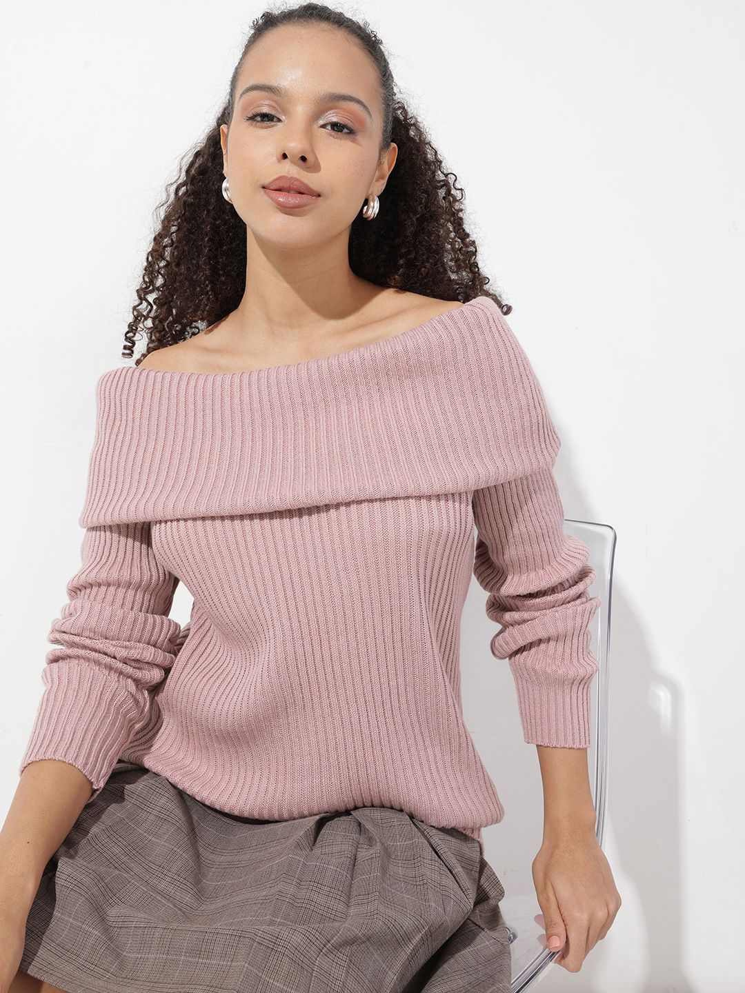 The Roadster Life Co. Ribbed Off-Shoulder Pullover-picture-24