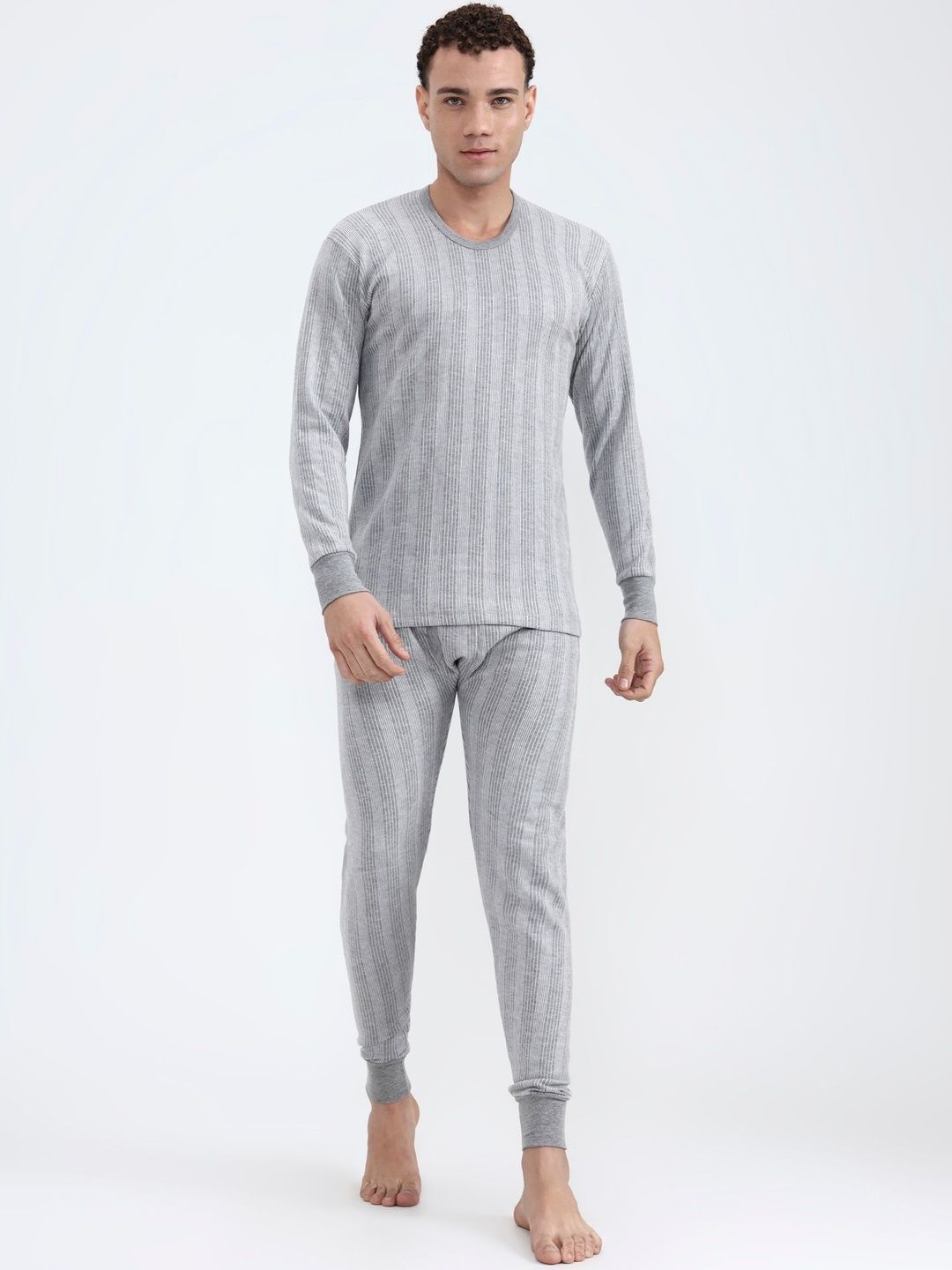 ZEFFIT Men Striped Round Neck Thermal Set-picture-38