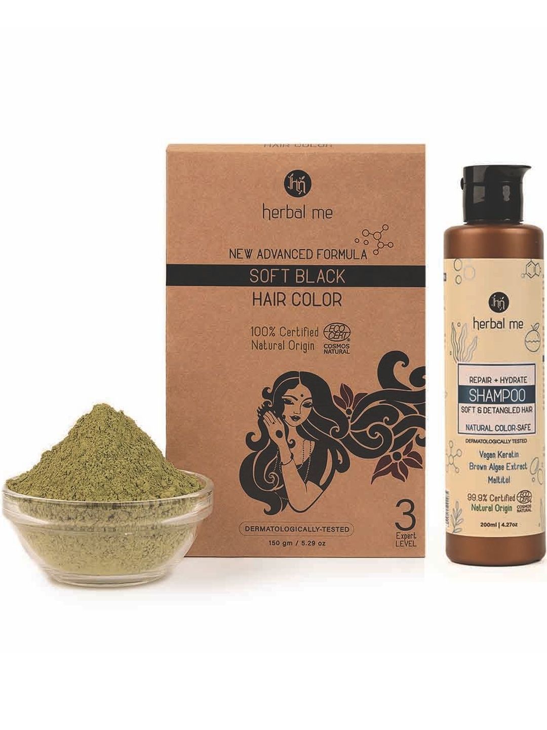HERBAL ME Set Of 2 Repair + Hydrate Shampoo - 200 ml With Hair Color - 150 g-picture-19