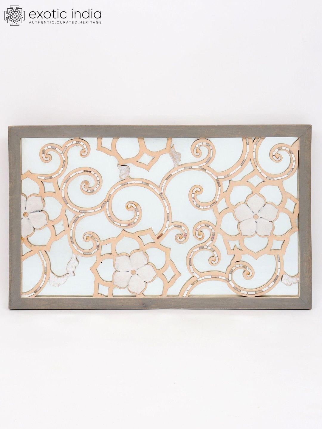 Exotic India Brown Rectangular Shaped Designer Wall Hanging Mirror-picture-48