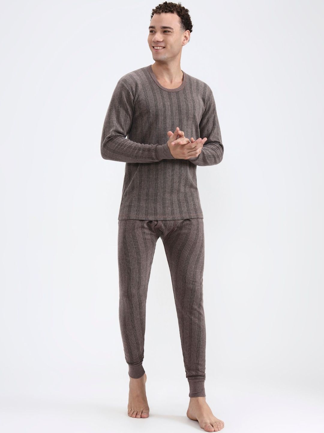 ZEFFIT Men Striped Round Neck Thermal Set-picture-57