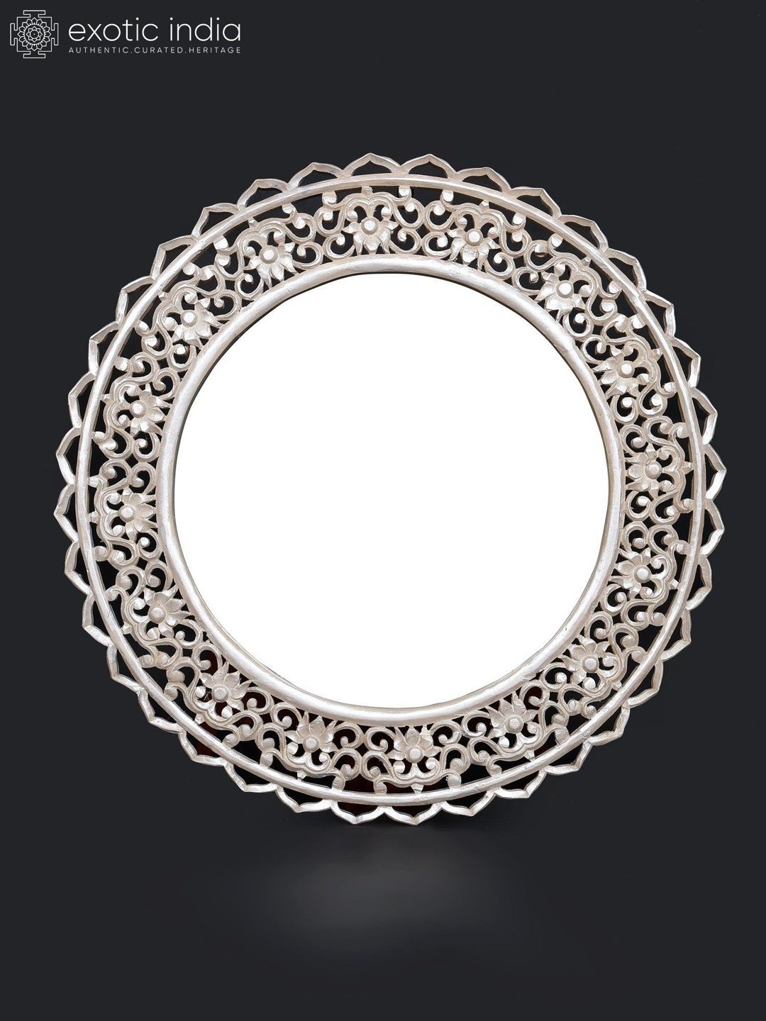 Exotic India Round Shaped Wall Hanging Wall Mirror 34"-image-37
