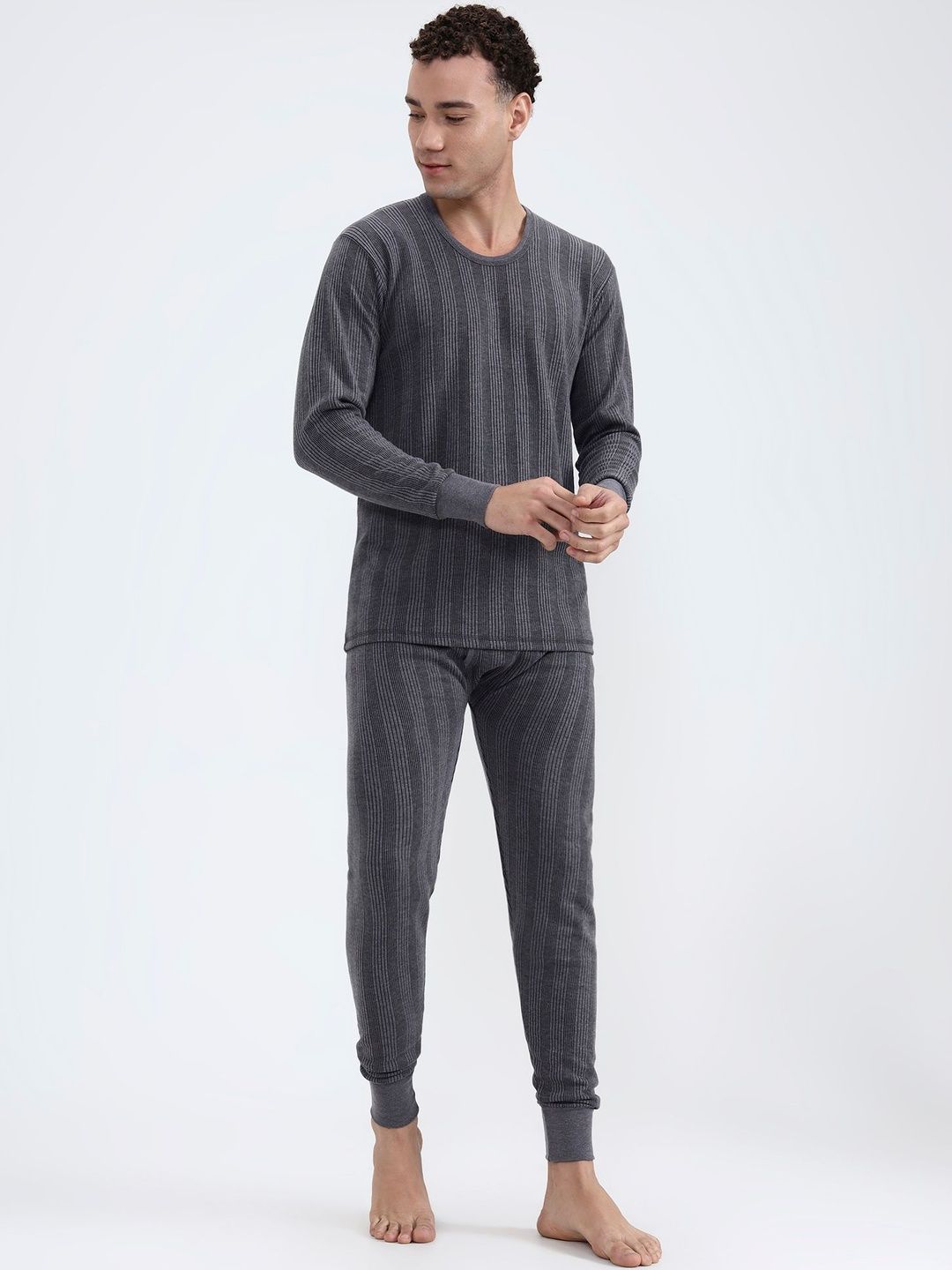 ZEFFIT Men Striped Round Neck Thermal Set-picture-22