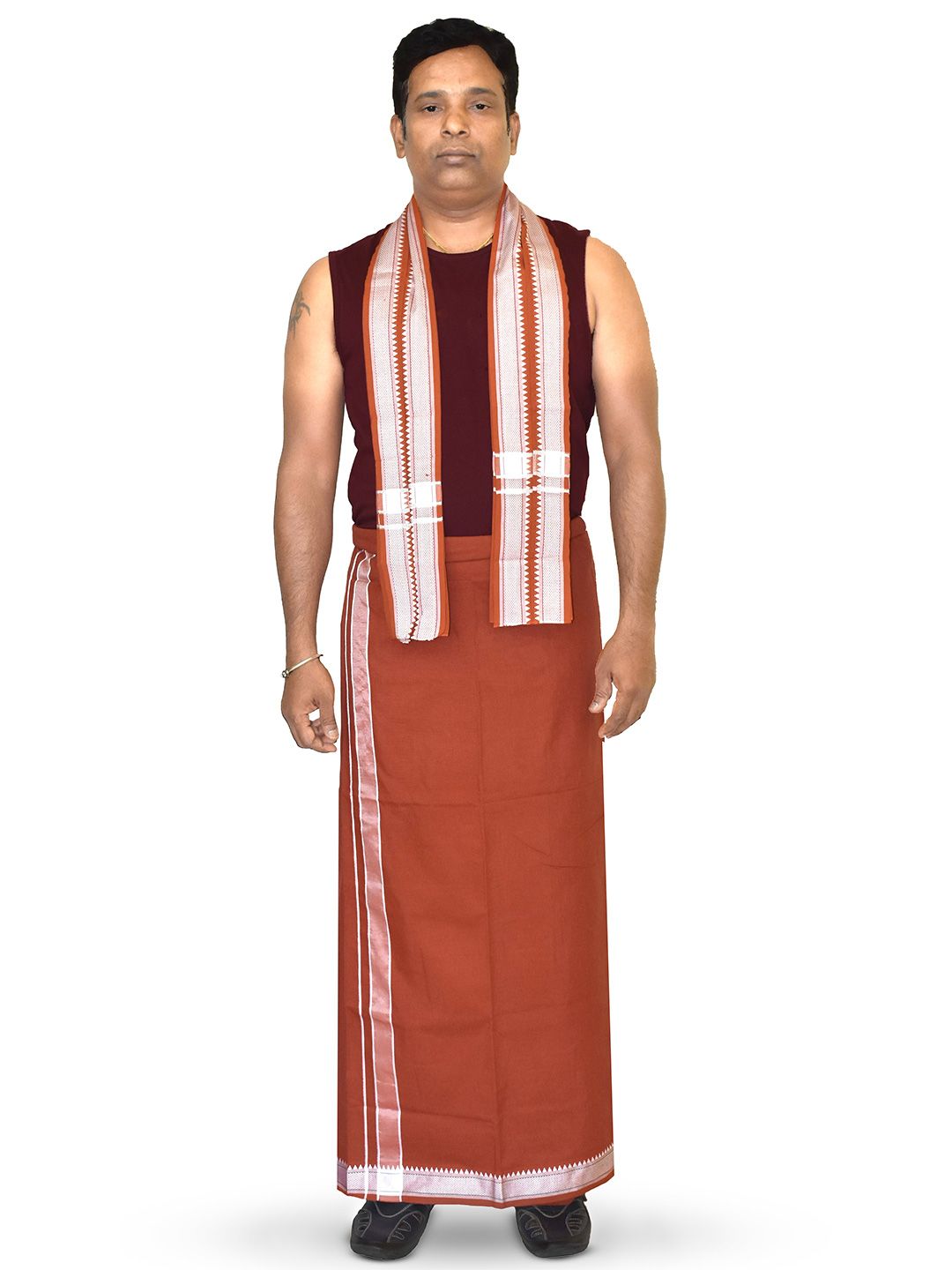 TUNI MANI Men Cotton Padi Pettu Border Dhoti With Towel-picture-38