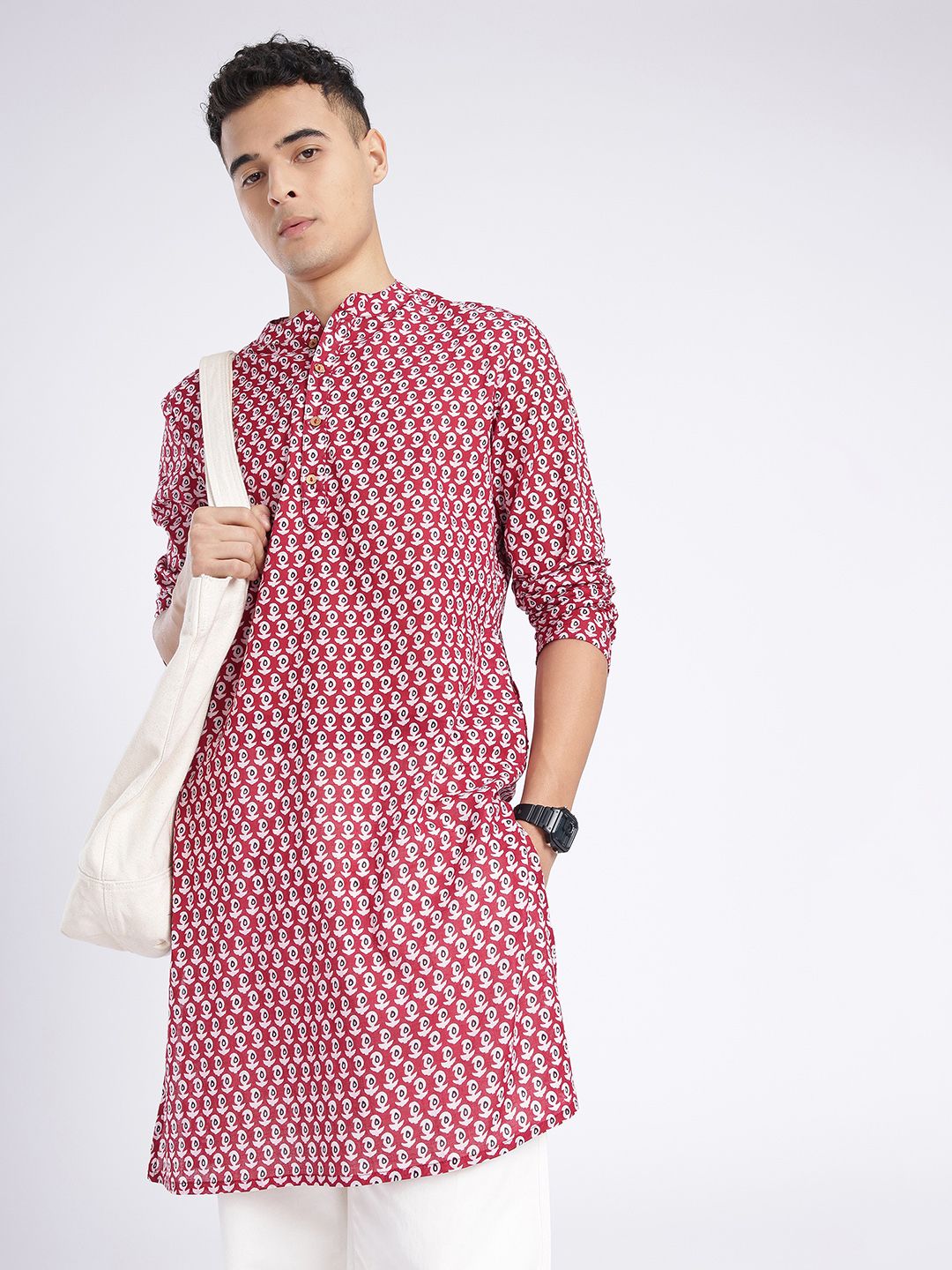 Anouk Rustic Paisley Printed Mandarin Collar Straight Kurta deal from myntra