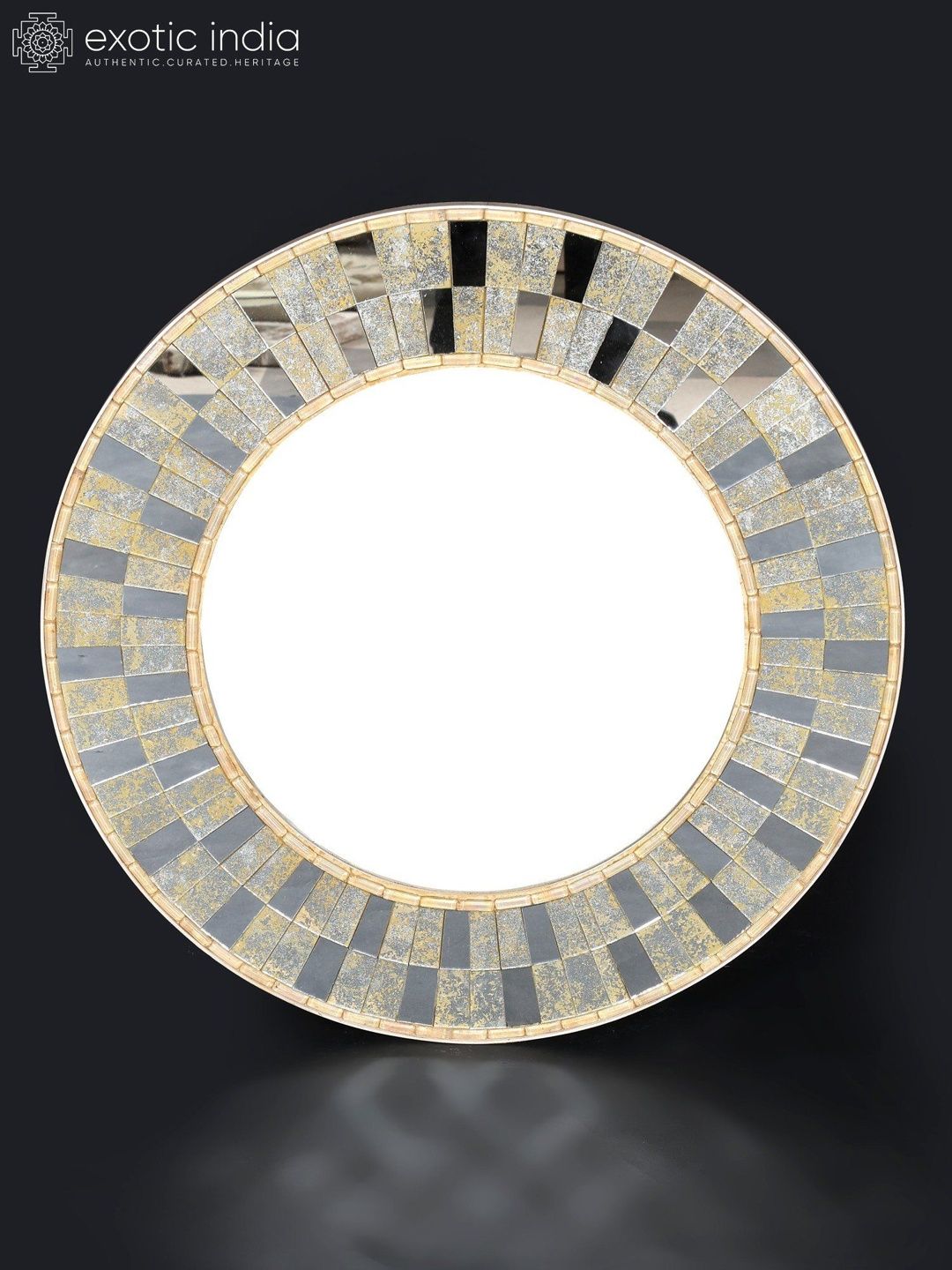 Exotic India Round Shaped Designer Mirror Wall Hanging Home Decor-image-49