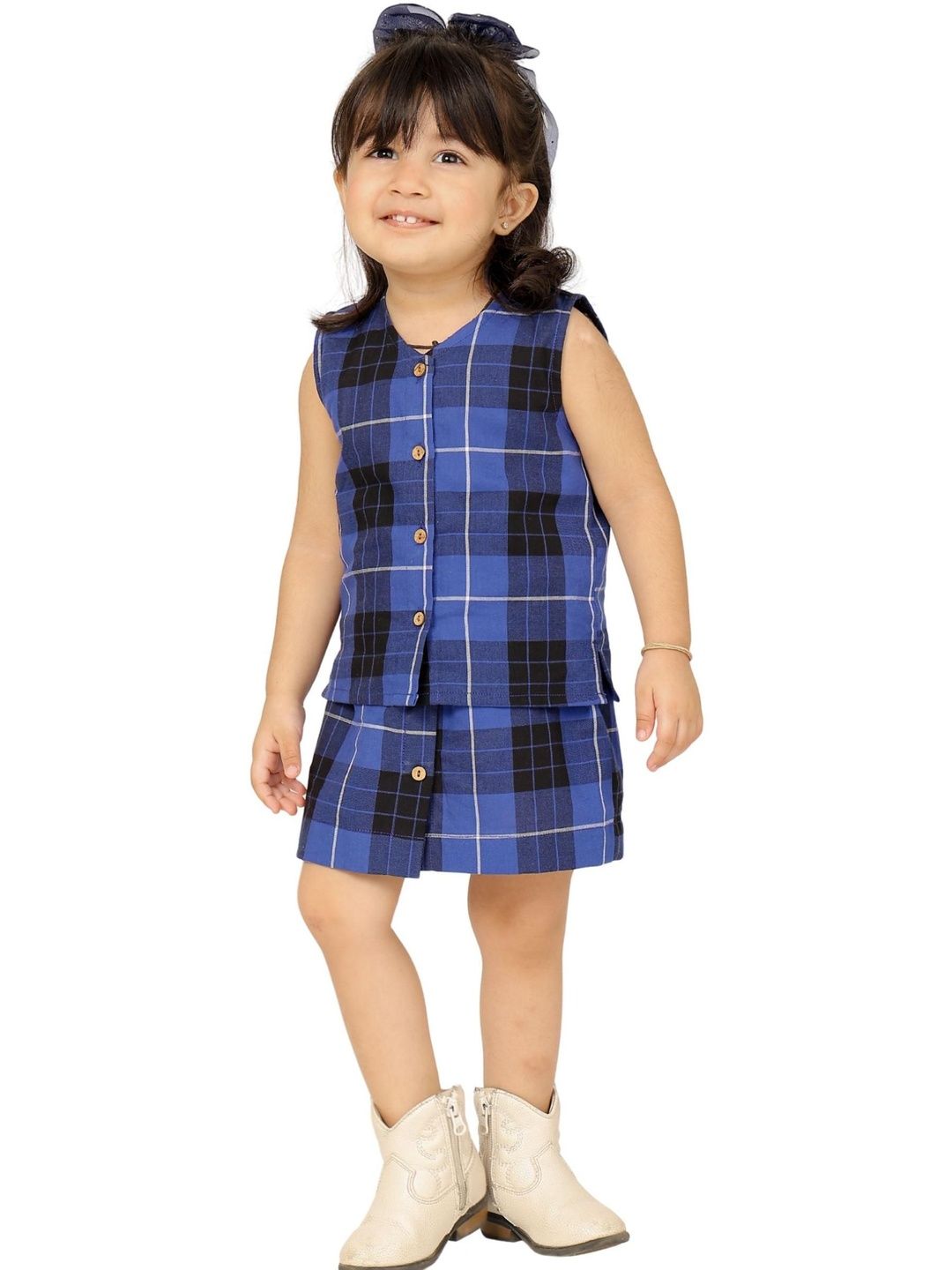 Tiny Bunnies Girls Checked Top with Skirt-picture-21