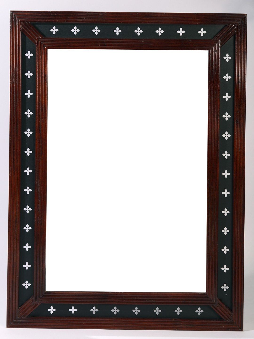 Exotic India Brown Rectangular Shape Wood Framed Mirror Wall Hanging 45"-picture-40
