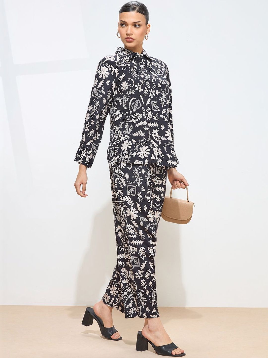 KAMLIE Printed Shirt Collar Shirt & Trousers Co-Ords-picture-28