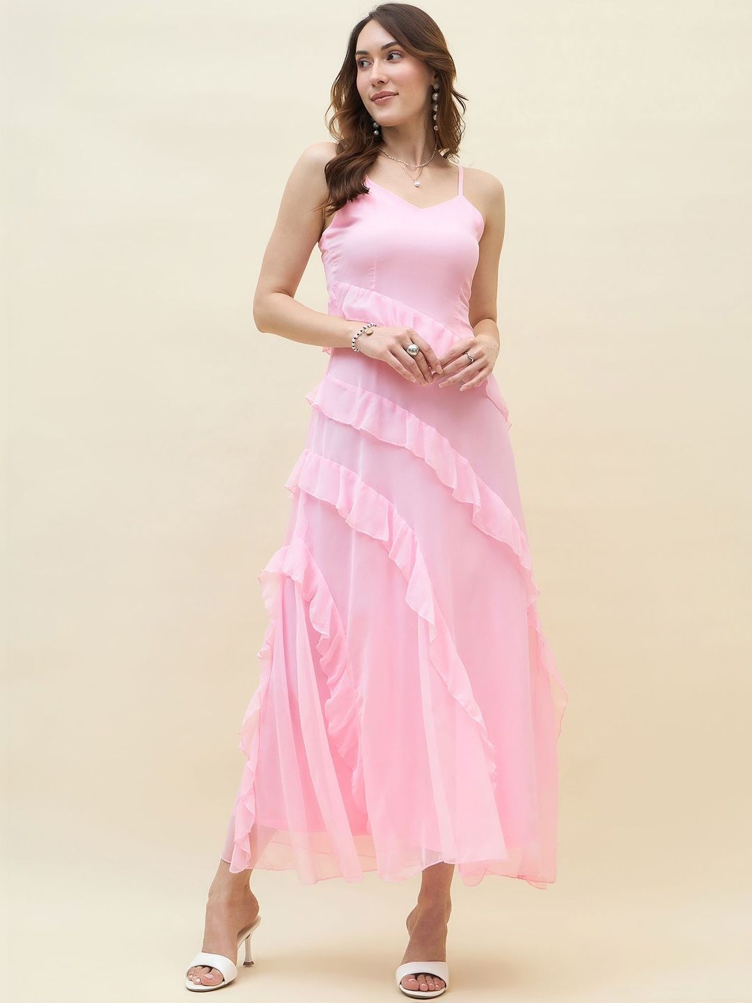 aayu Ruffled Chiffon A-Line Midi Dress-picture-11