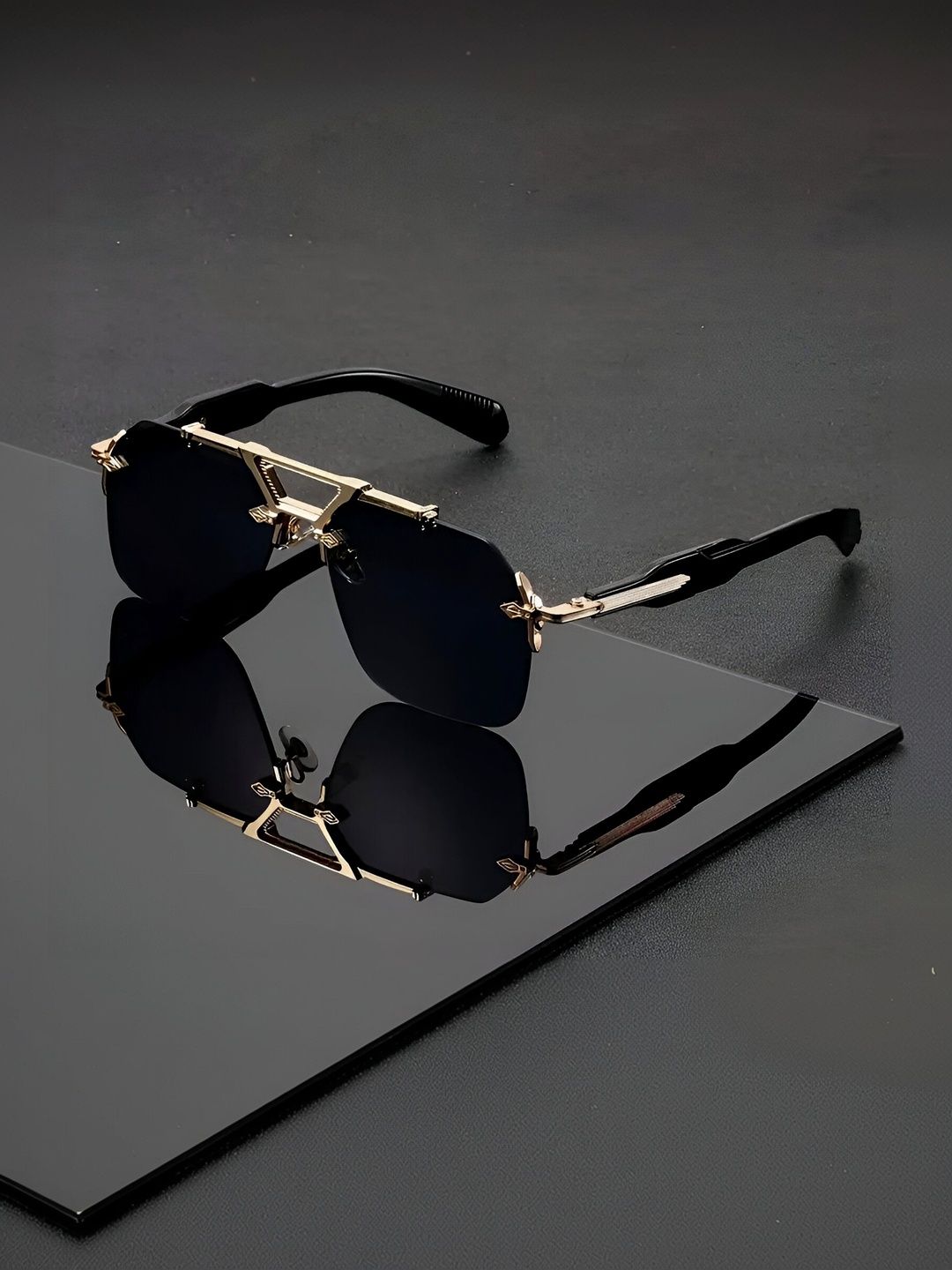 IFLASH Unisex UV Protected Lens Square Sunglasses LOVE 2815 GOLD BLK