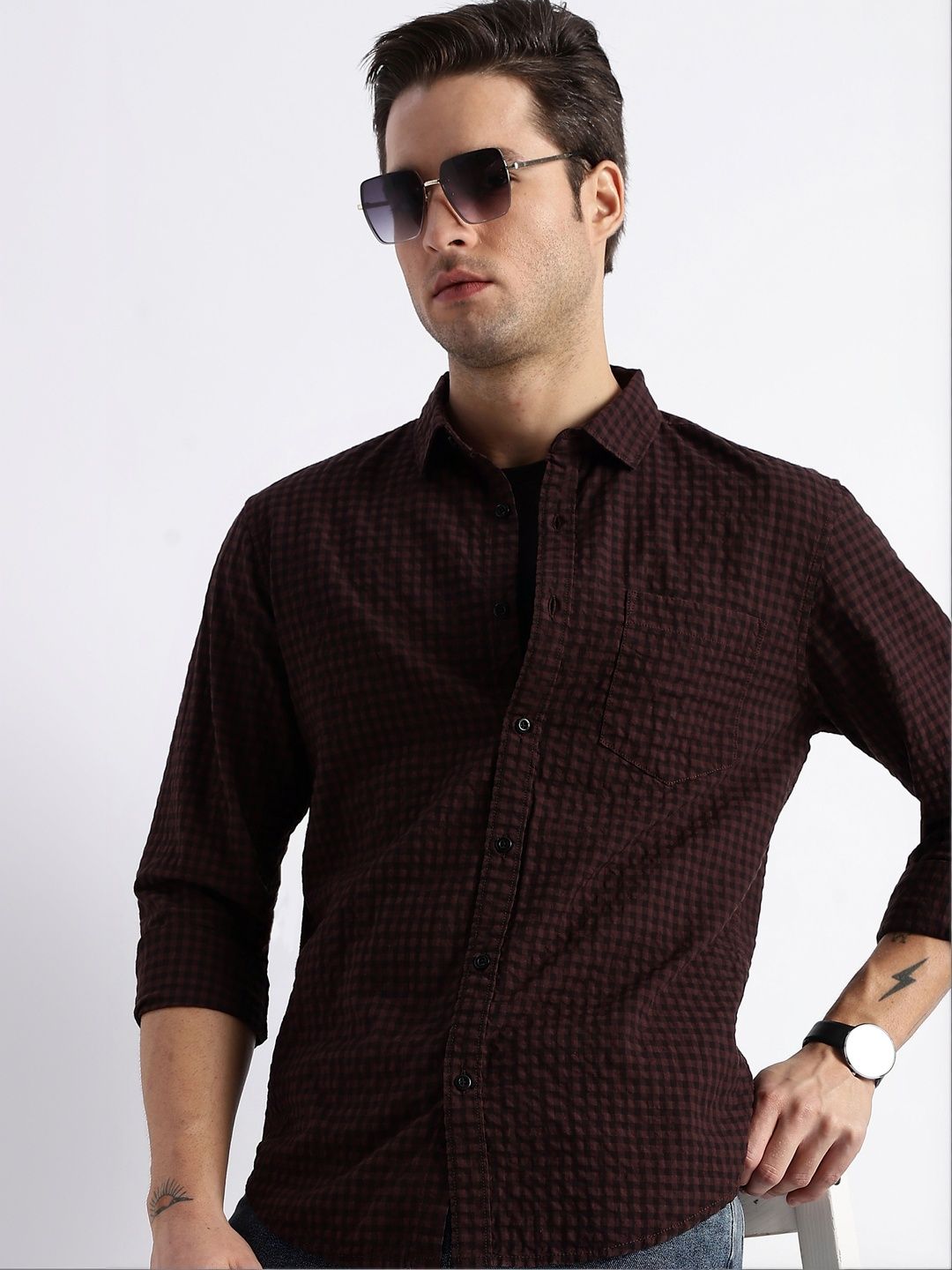 HERE&NOW Men Checked Casual Shirt-picture-34