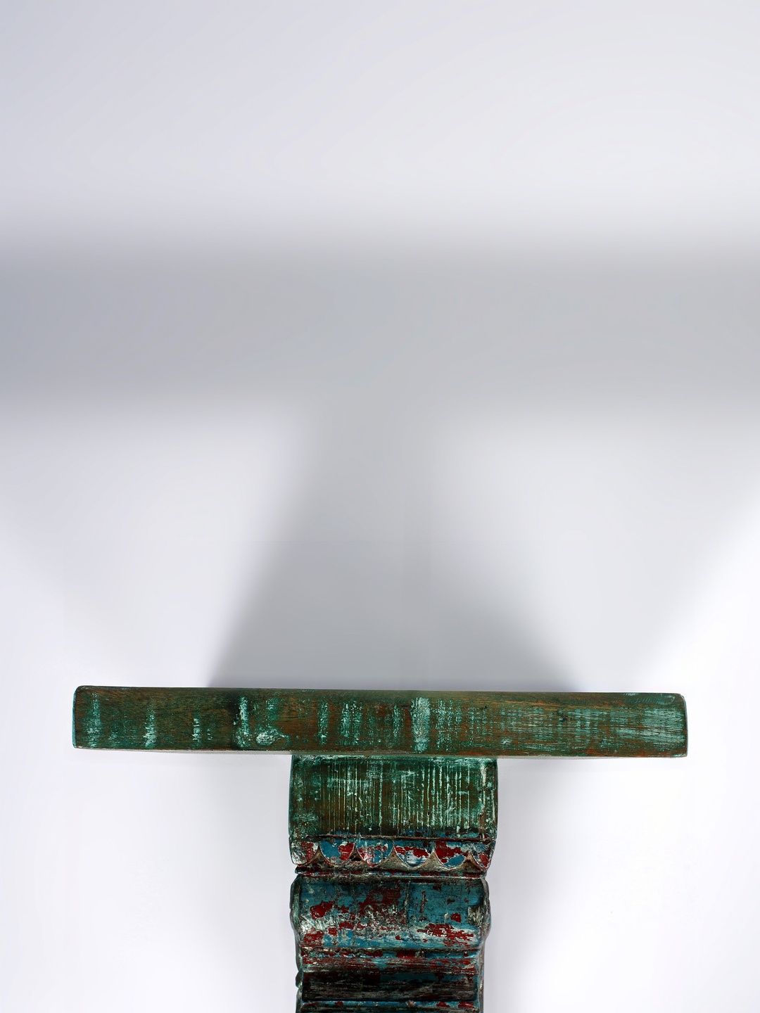Exotic India Green & Brown Textured Wooden Vintage Wall Shelf-image-15