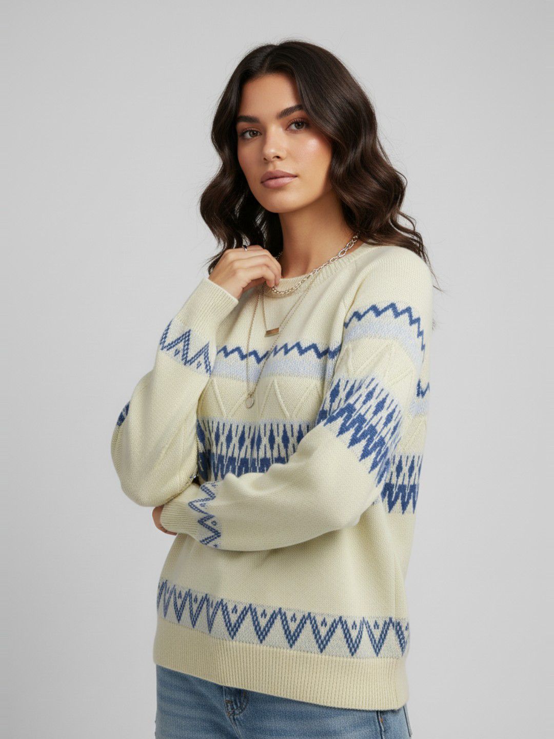 glitchez Women Fair Isle Oversized Pullover-picture-49