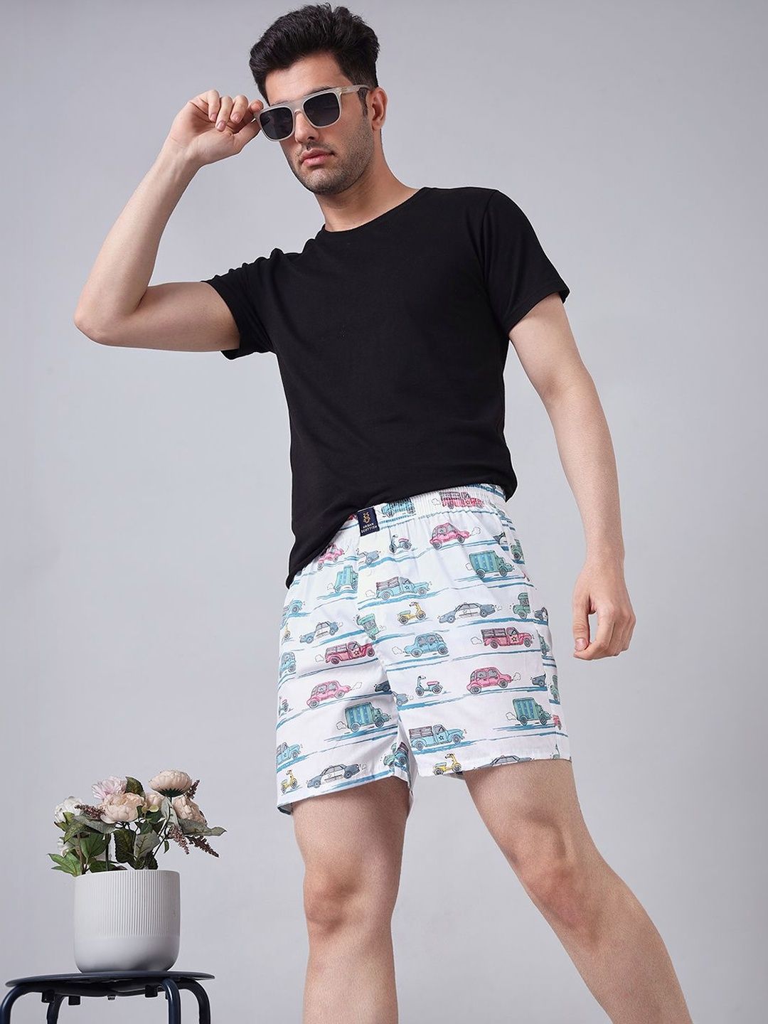 URBAN SCOTTISH Pack Of 4 Printed Pure Cotton Mid-Rise Boxer-image-10