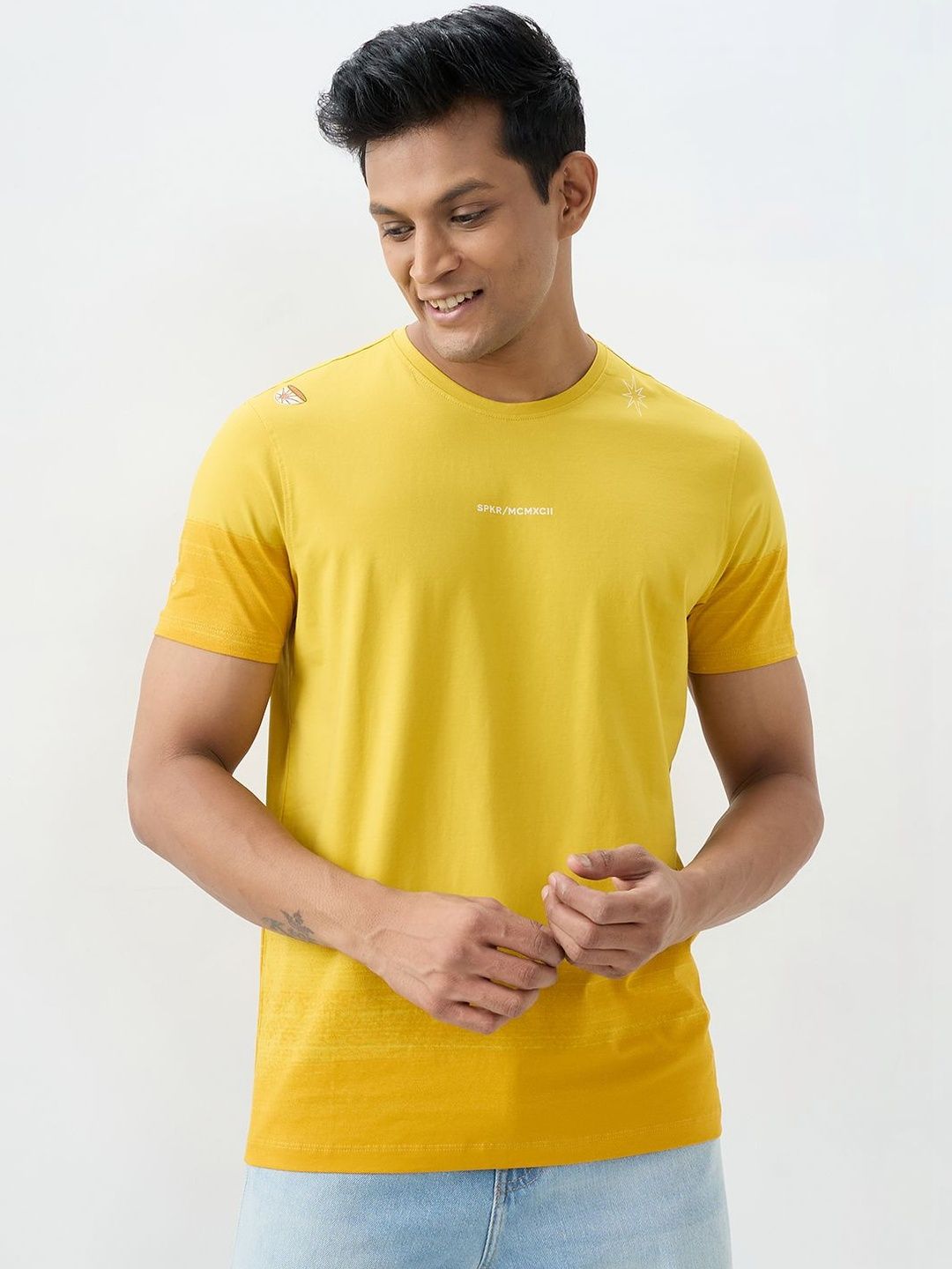 SPYKAR Men Brand Logo Colourblocked Slim Fit T-shirt-picture-19