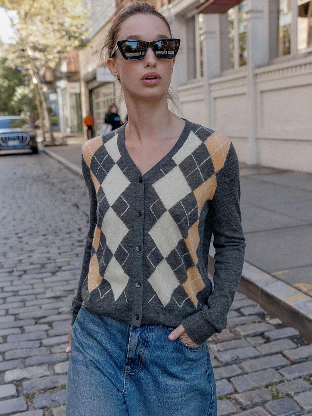 LULU & SKY Women Argyle Printed Cardigan-picture-38