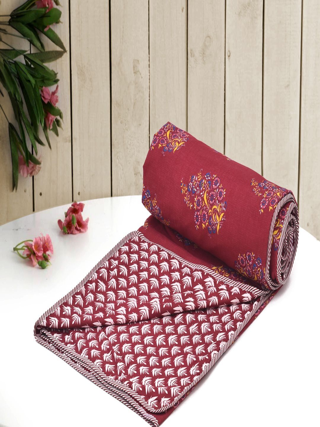 RRC Red Floral Microfiber AC Room 150 GSM Dohar-image-32